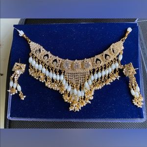 Indian Choker and Earrings Set Diamond Gold